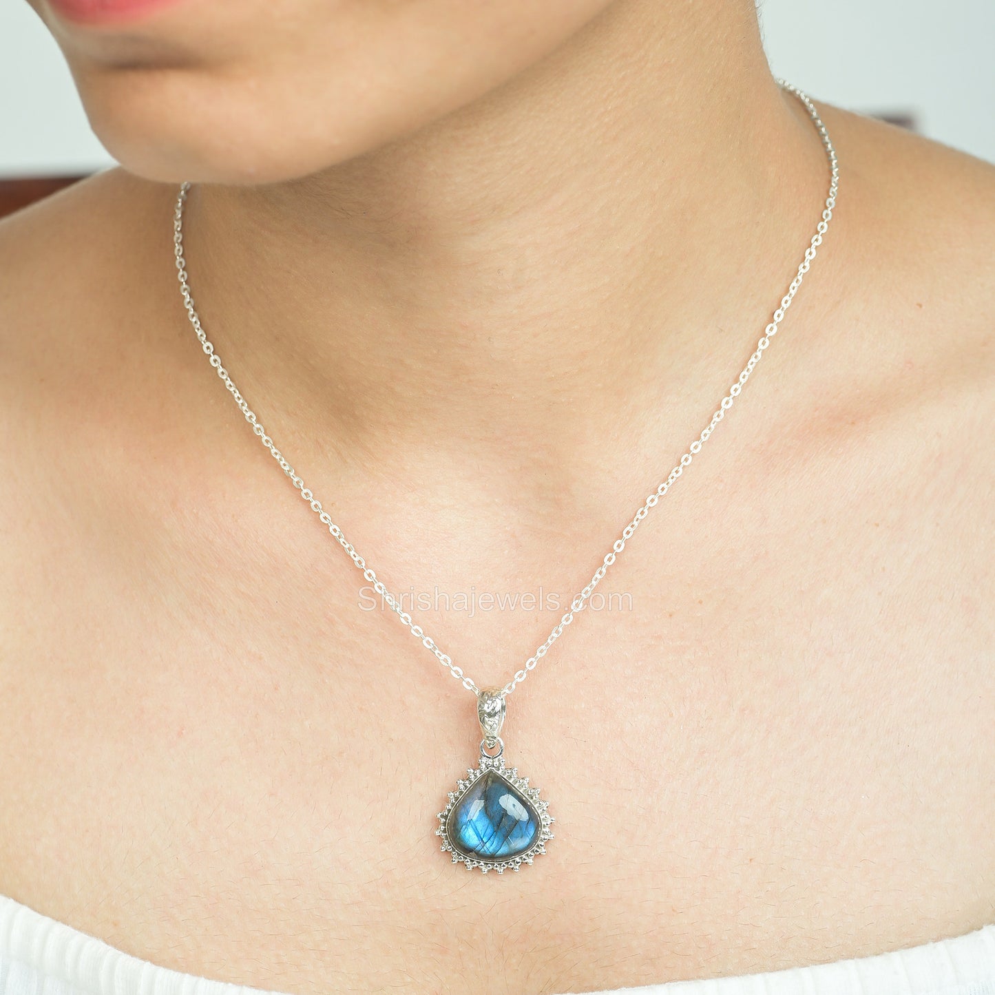 Labradorite 925 Sterling Silver Pendant - One of Kind Ring - Shrisha Jewels - SJPD-10012