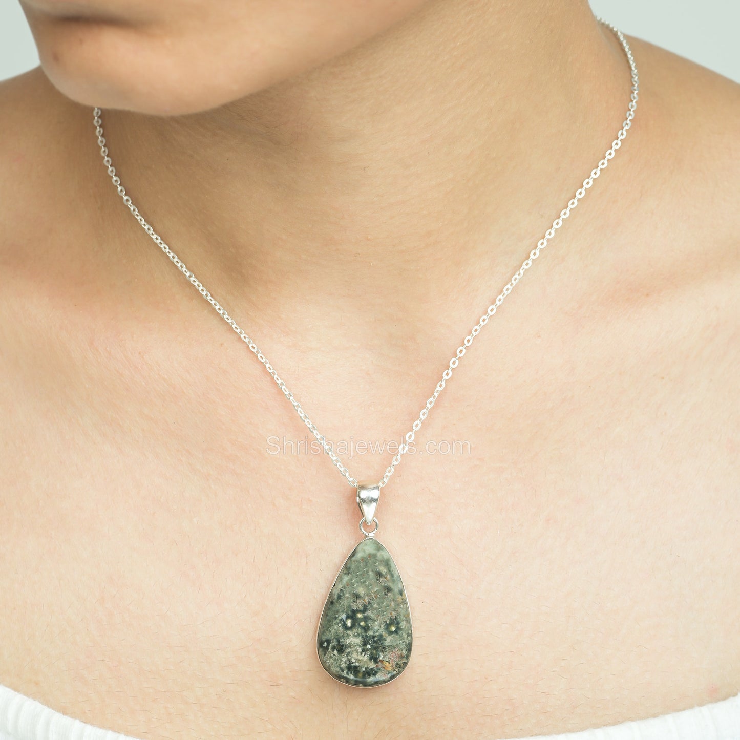 Ocean Jasper 925 Sterling Silver Pendant - One of Kind Ring - Shrisha Jewels - SJPD-10013