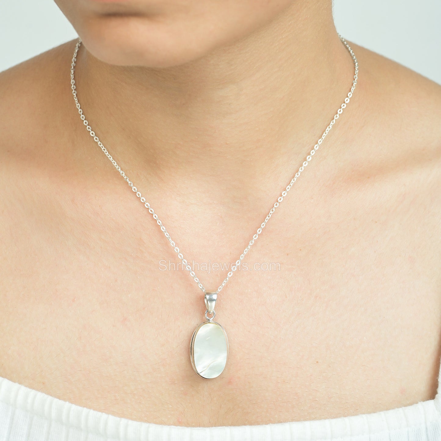 Mother Of Pearl 925 Sterling Silver Pendant - One of Kind Ring - Shrisha Jewels - SJPD-10016