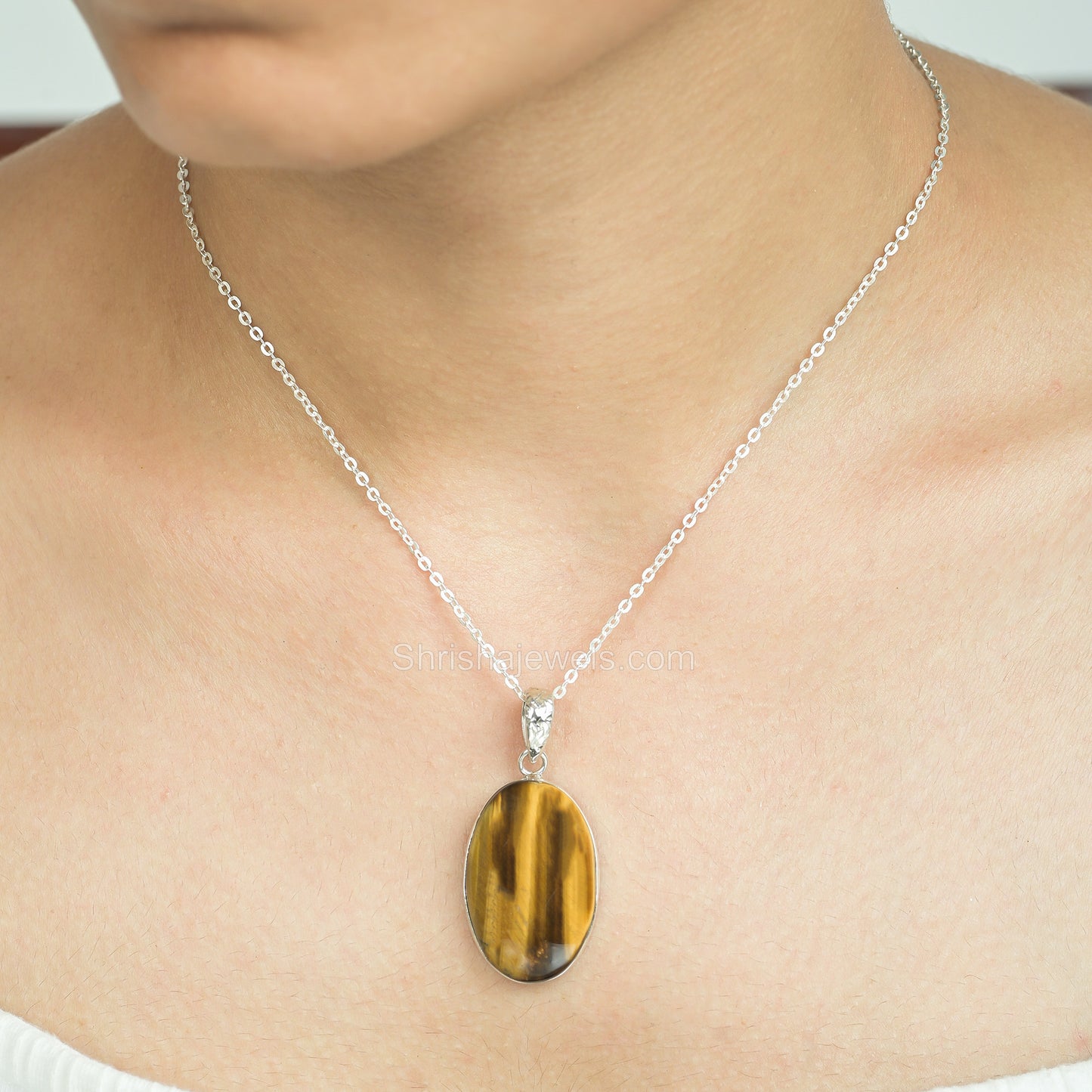 Tiger Eye 925 Sterling Silver Pendant - One of Kind Ring - Shrisha Jewels - SJPD-10024