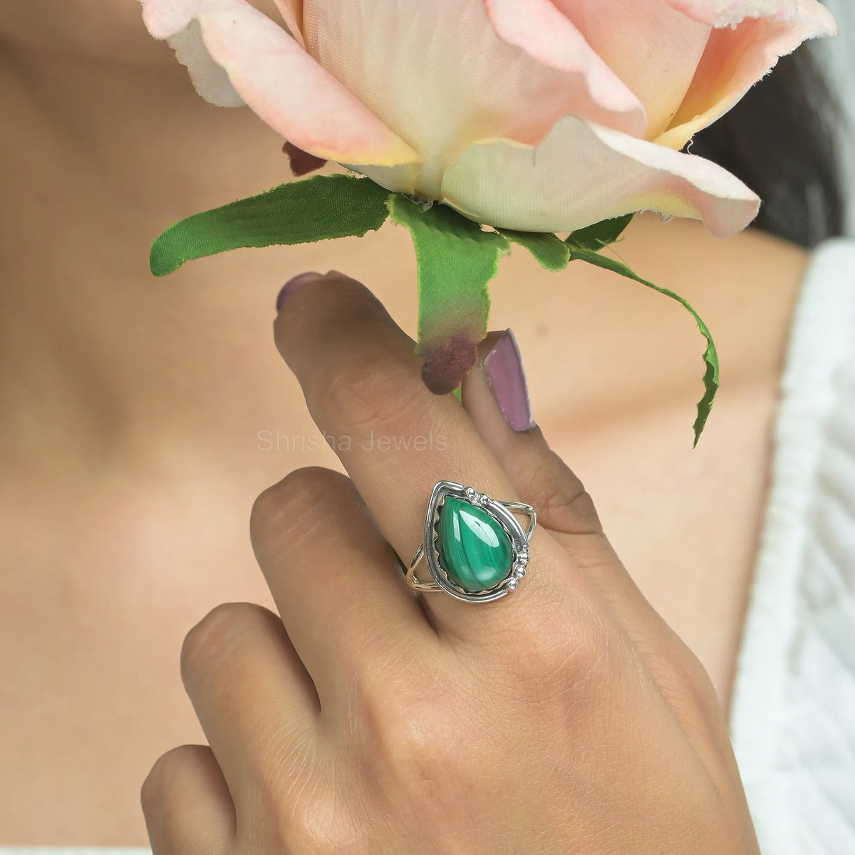 925-silver-pear-shape-malachite-ring