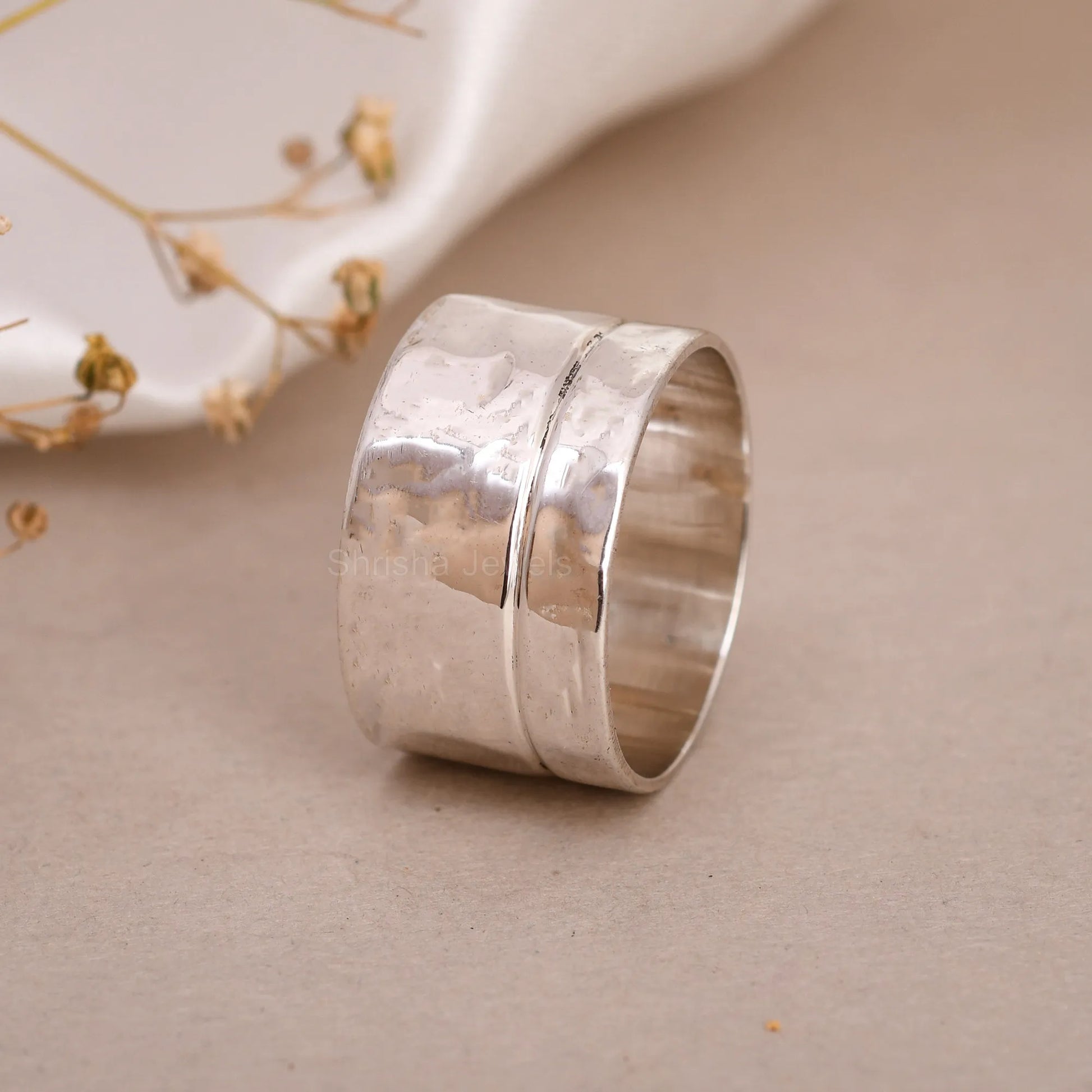 Hammered-Silver-Band-Ring-Handmade-Design-USA