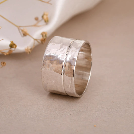 Hammered-Silver-Band-Ring-Handmade-Design-USA