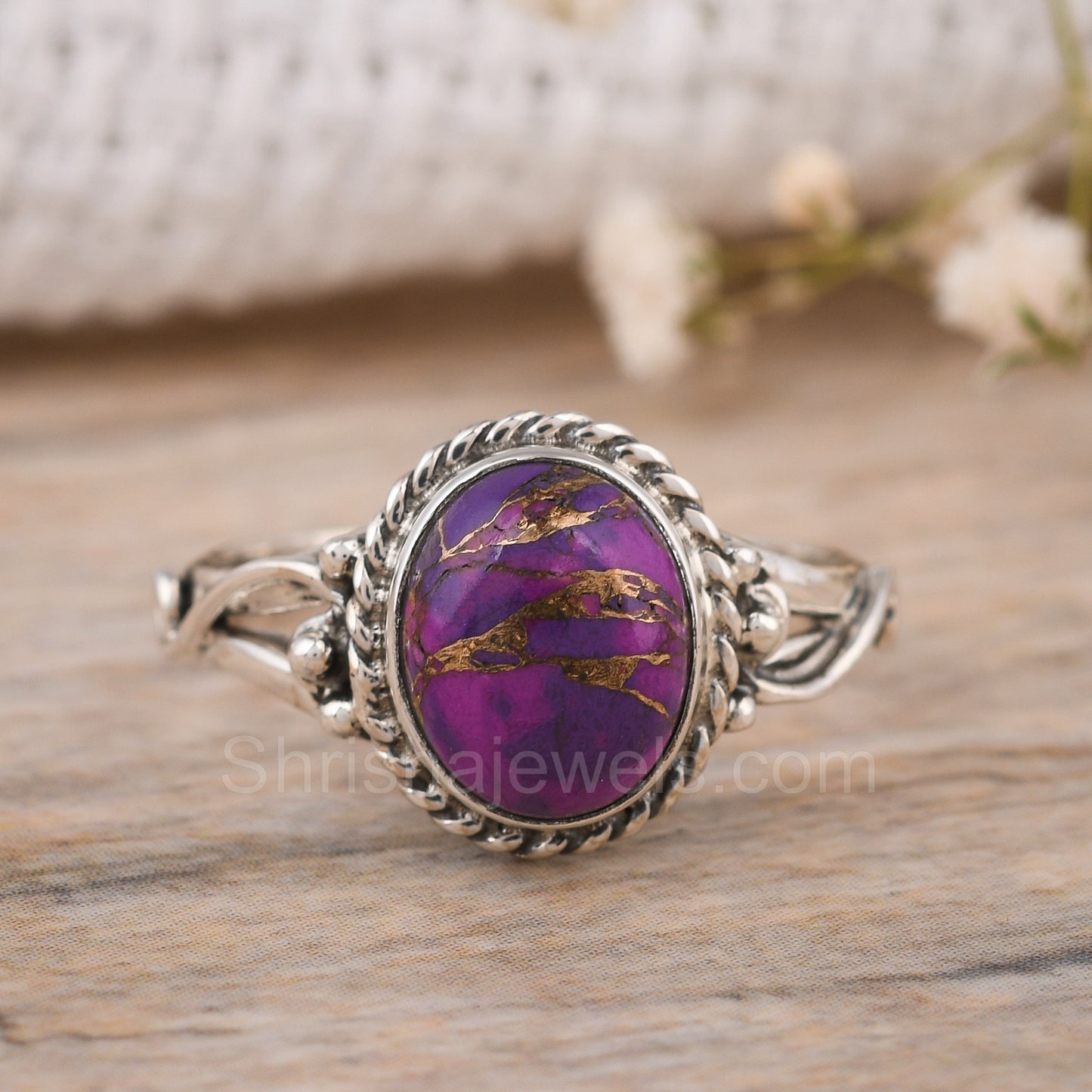 Purple Copper Turquoise 925 Silver Ring - Shrisha Jewels - SJRG-10033