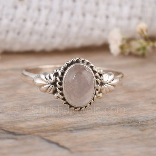 Rose Quartz 925 Silver Charms Ring - Shrisha Jewels - SJRG-10063