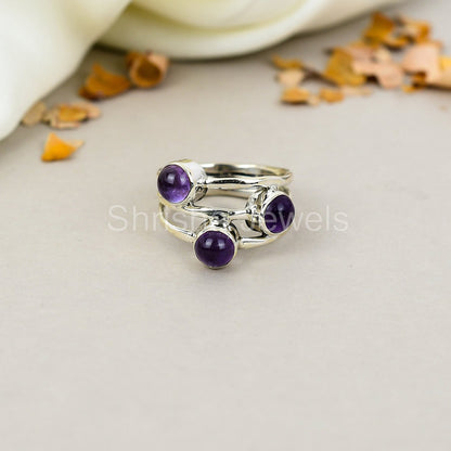 Amethyst Gemstone 925 Sterling Silver Handmade Boho Jewelry Ring For Women