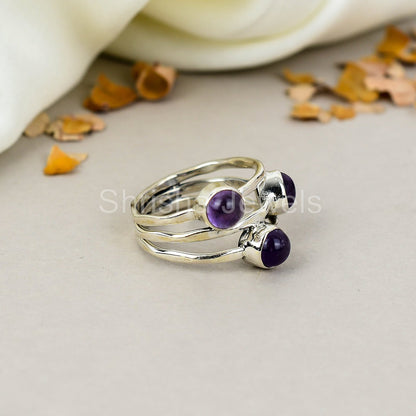 Amethyst Gemstone 925 Sterling Silver Handmade Boho Jewelry Ring For Women