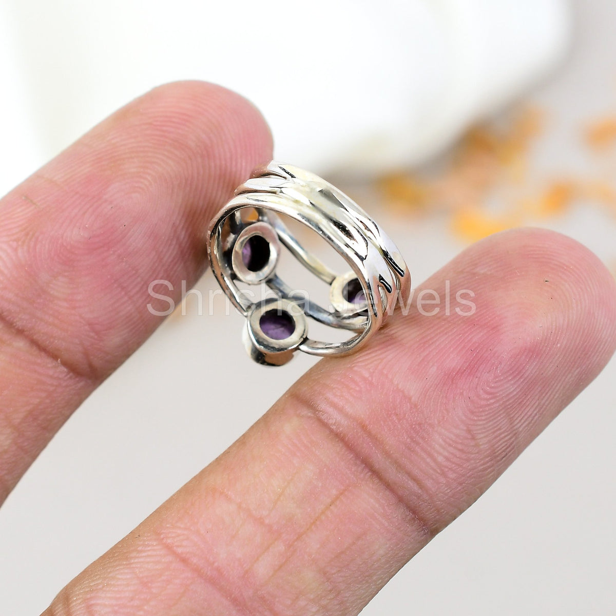 Amethyst Gemstone 925 Sterling Silver Handmade Boho Jewelry Ring For Women