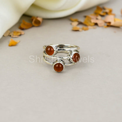 Carnelian Gemstone 925 Sterling Silver Handmade Boho Jewelry Ring For Women