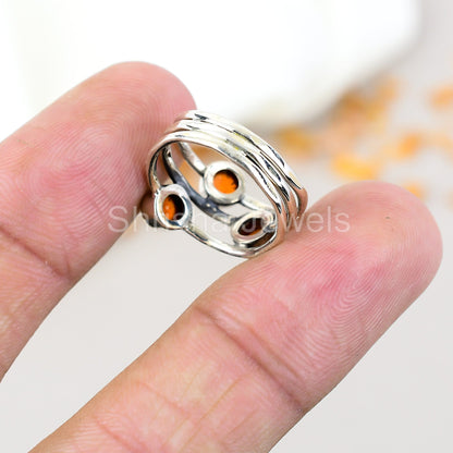 Carnelian Gemstone 925 Sterling Silver Handmade Boho Jewelry Ring For Women