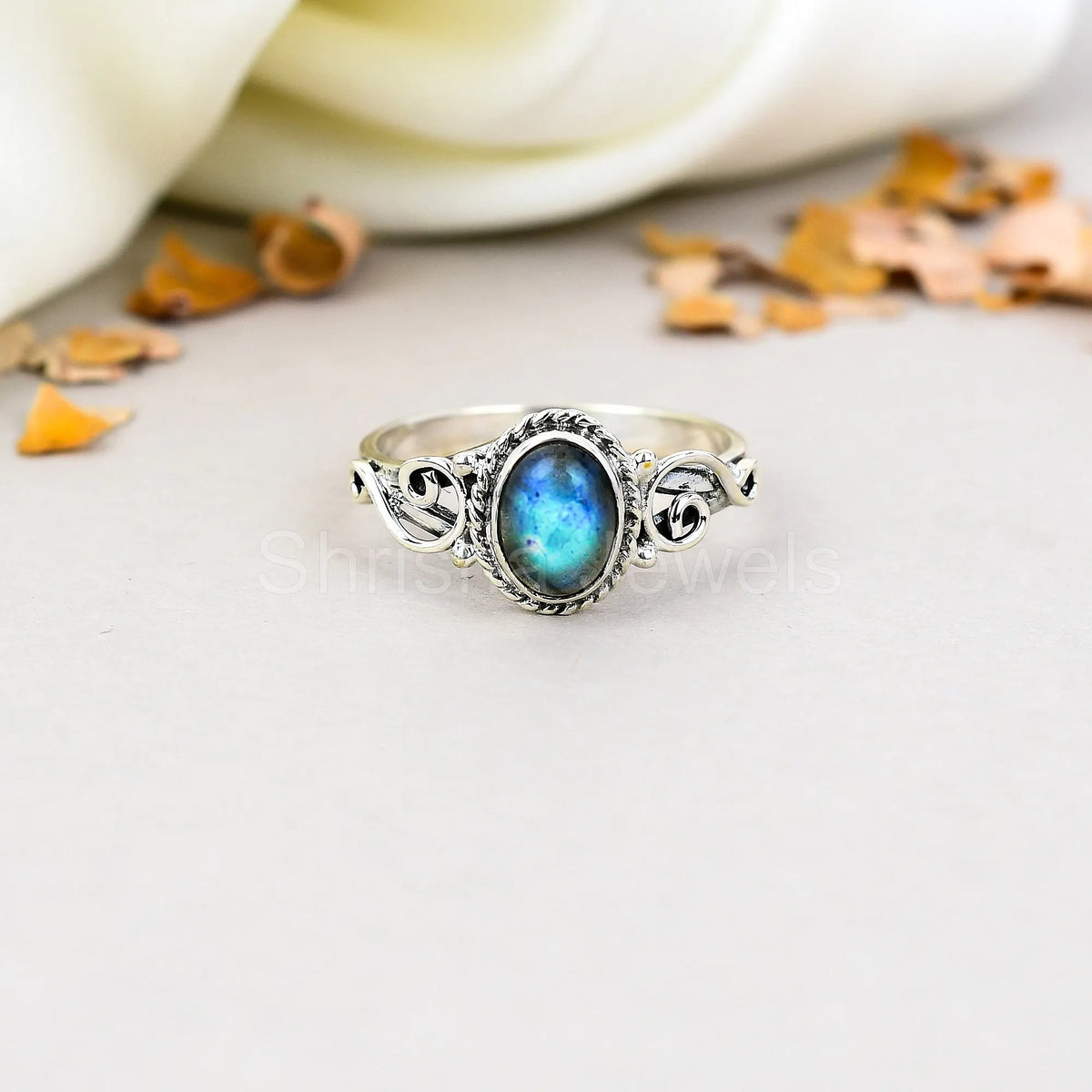 Labradorite Gemstone 925 Sterling Silver Handmade Boho Jewelry Ring For Women