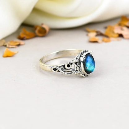 Labradorite Gemstone 925 Sterling Silver Handmade Boho Jewelry Ring For Women
