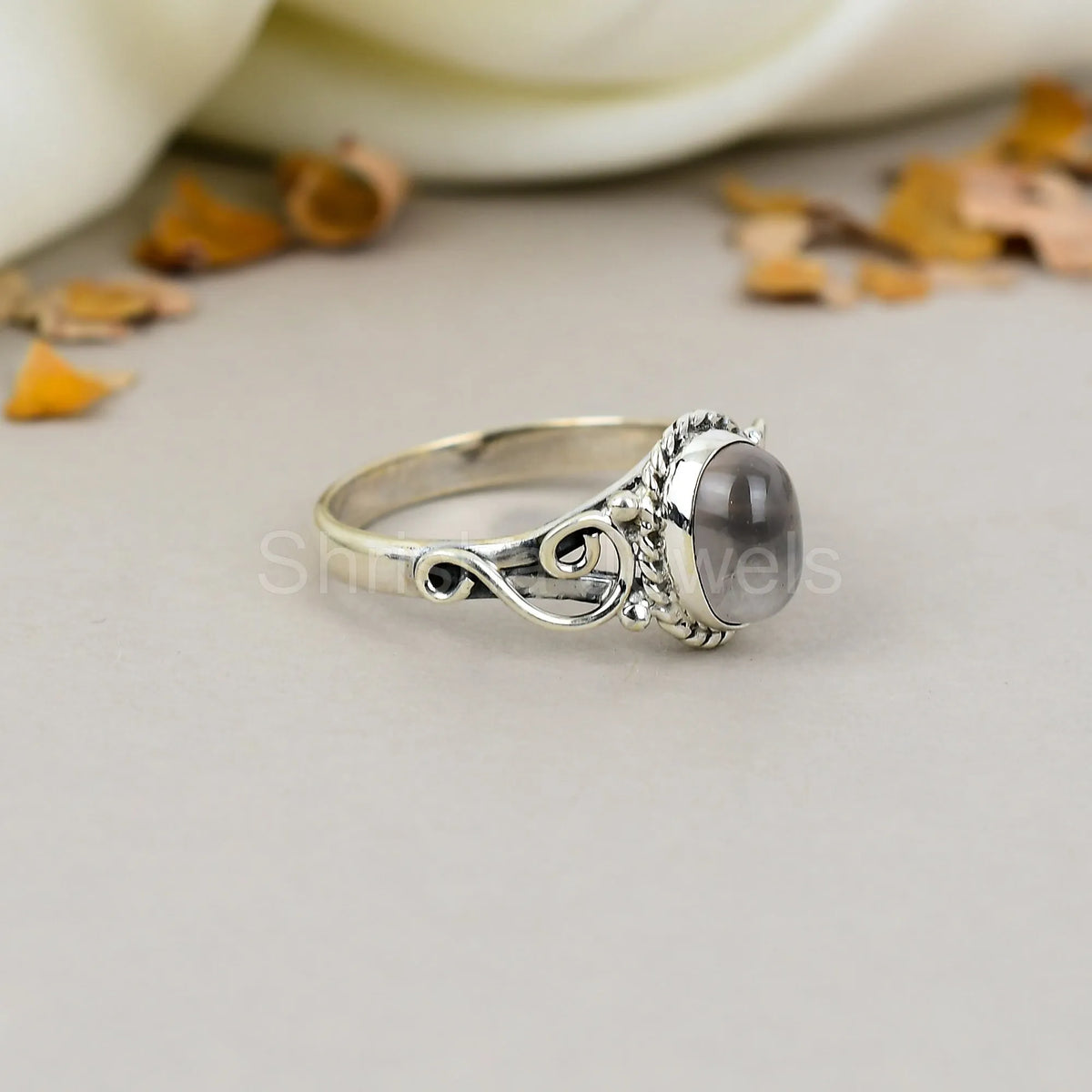 Rose Quartz Gemstone 925 Sterling Silver Handmade Boho Jewelry Ring For Women