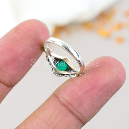 Green Onyx Gemstone 925 Sterling Silver Handmade Boho Jewelry Ring For Women