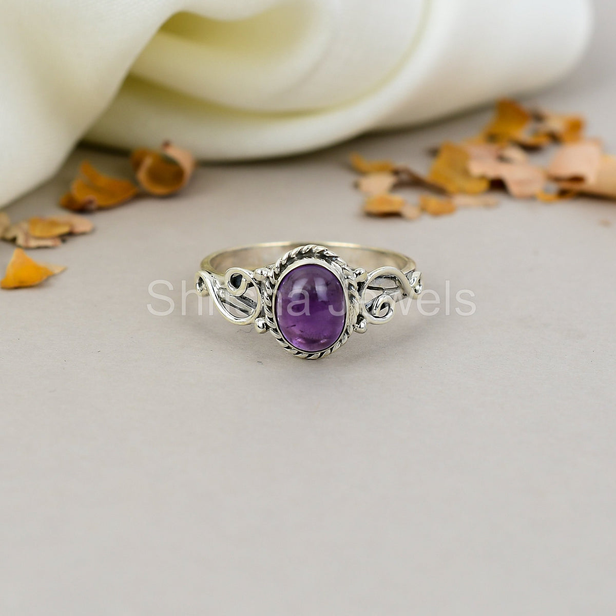 Amethyst Gemstone 925 Sterling Silver Handmade Boho Jewelry Ring For Women