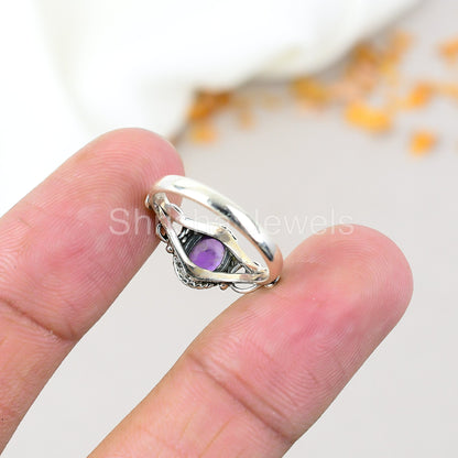 Amethyst Gemstone 925 Sterling Silver Handmade Boho Jewelry Ring For Women