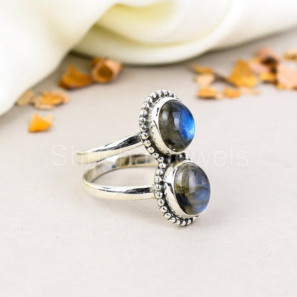 Labradorite Gemstone 925 Sterling Silver Handmade Boho Jewelry Ring For Women