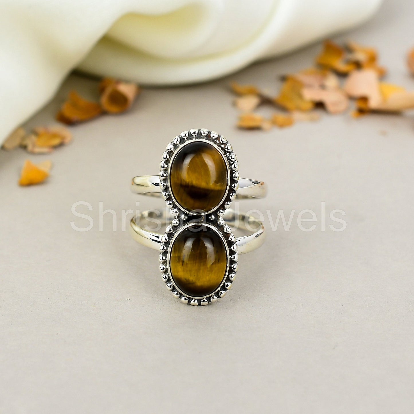 Tiger's Eye Gemstone 925 Sterling Silver Handmade Boho Jewelry Ring For Women