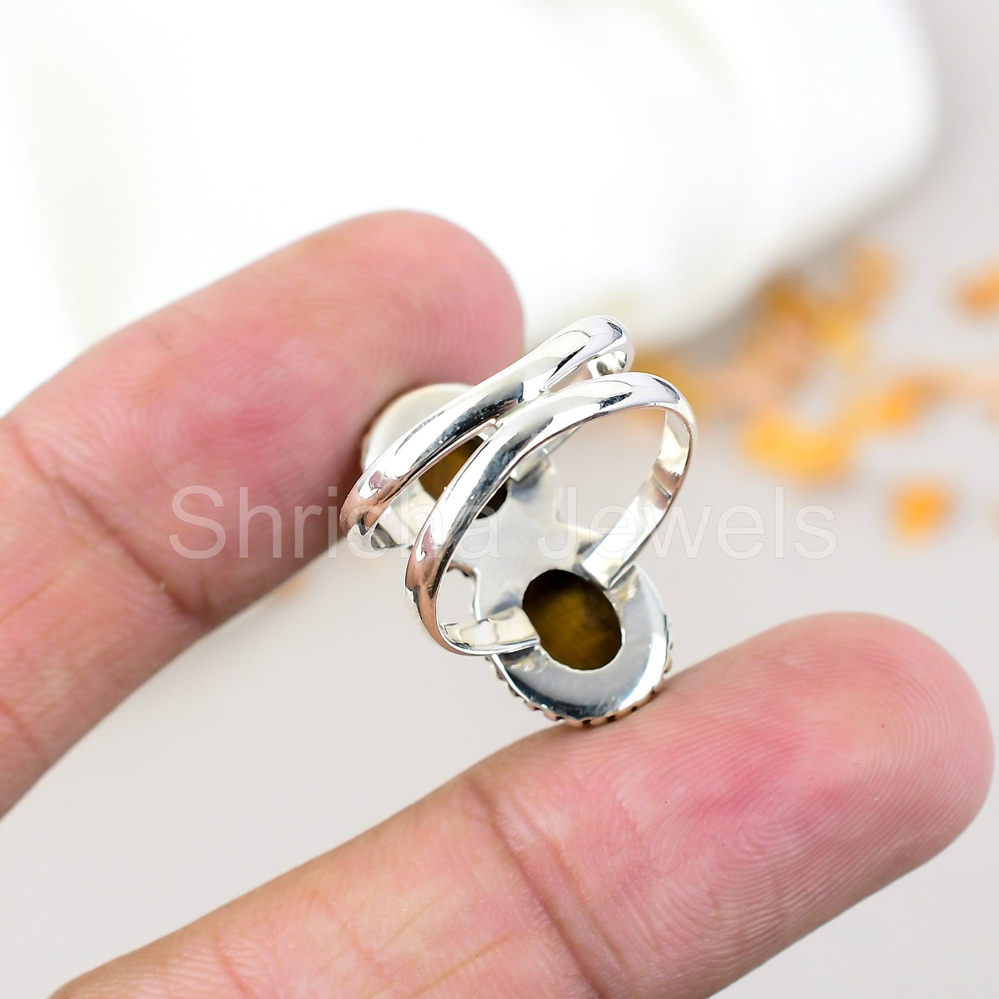 Tiger's Eye Gemstone 925 Sterling Silver Handmade Boho Jewelry Ring For Women