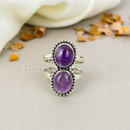 Amethyst Gemstone 925 Sterling Silver Handmade Boho Jewelry Ring For Women