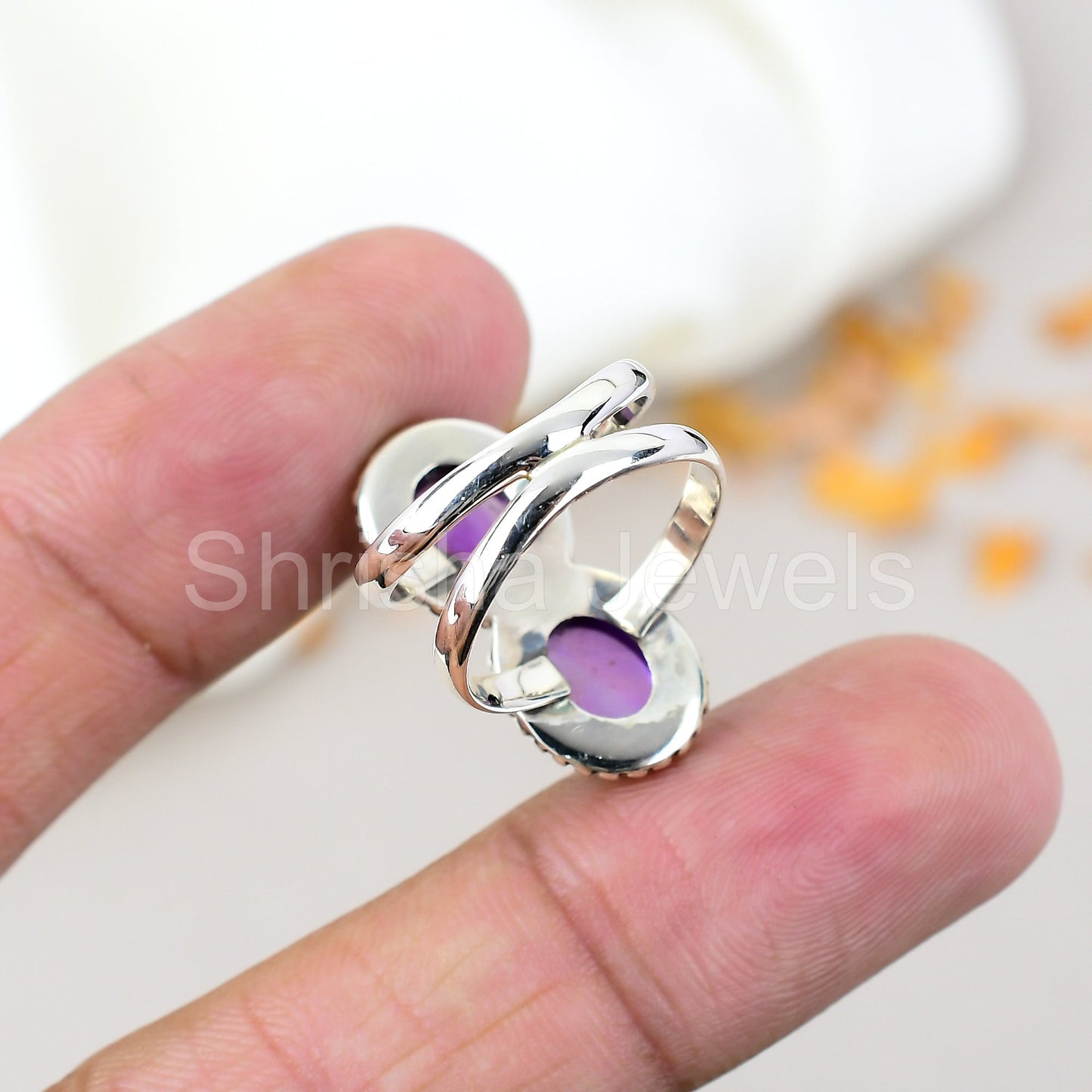Amethyst Gemstone 925 Sterling Silver Handmade Boho Jewelry Ring For Women