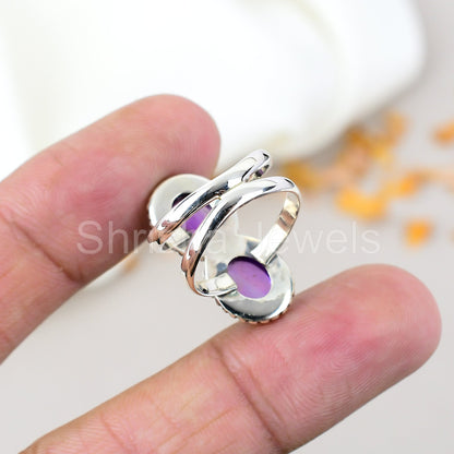 Amethyst Gemstone 925 Sterling Silver Handmade Boho Jewelry Ring For Women