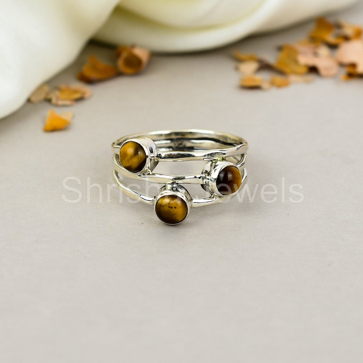 Tiger's Eye Gemstone 925 Sterling Silver Handmade Boho Jewelry Ring For Women