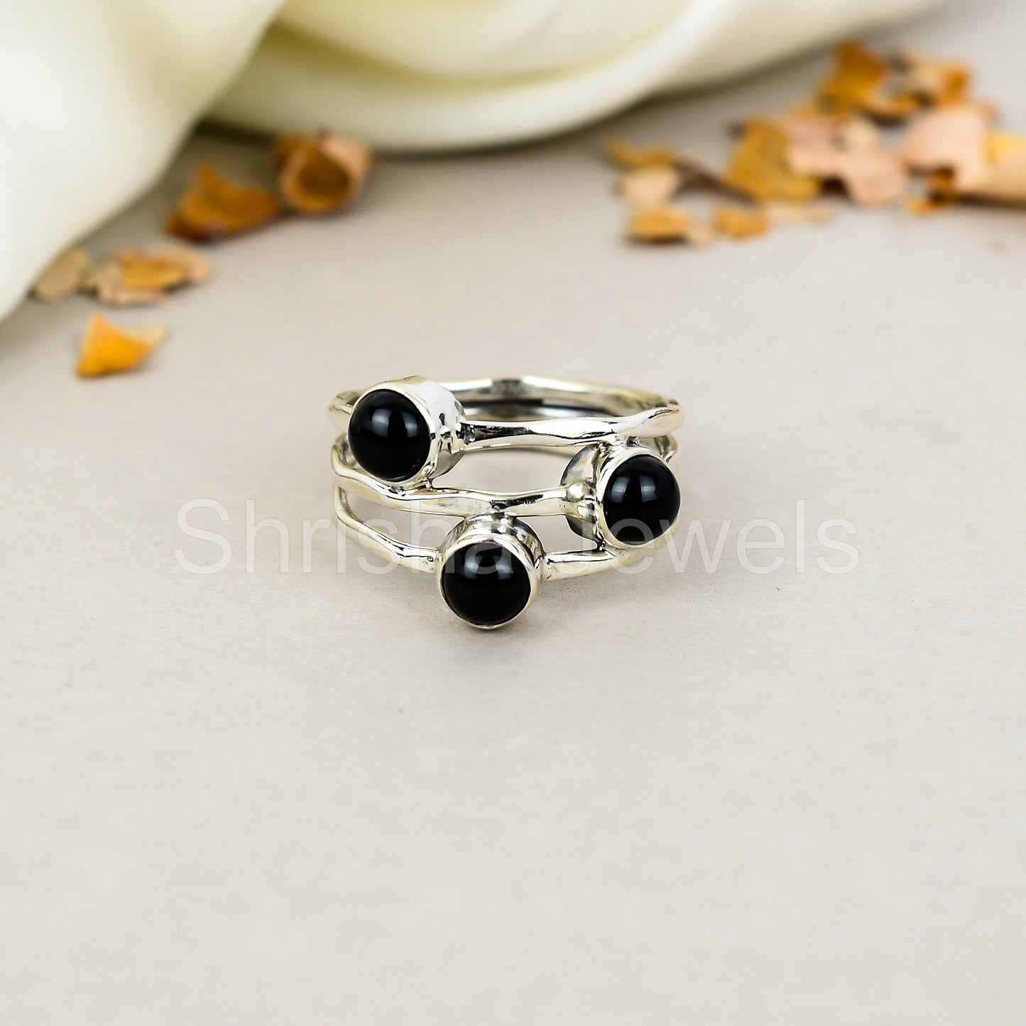 Black Onyx Gemstone 925 Sterling Silver Handmade Boho Jewelry Ring For Women