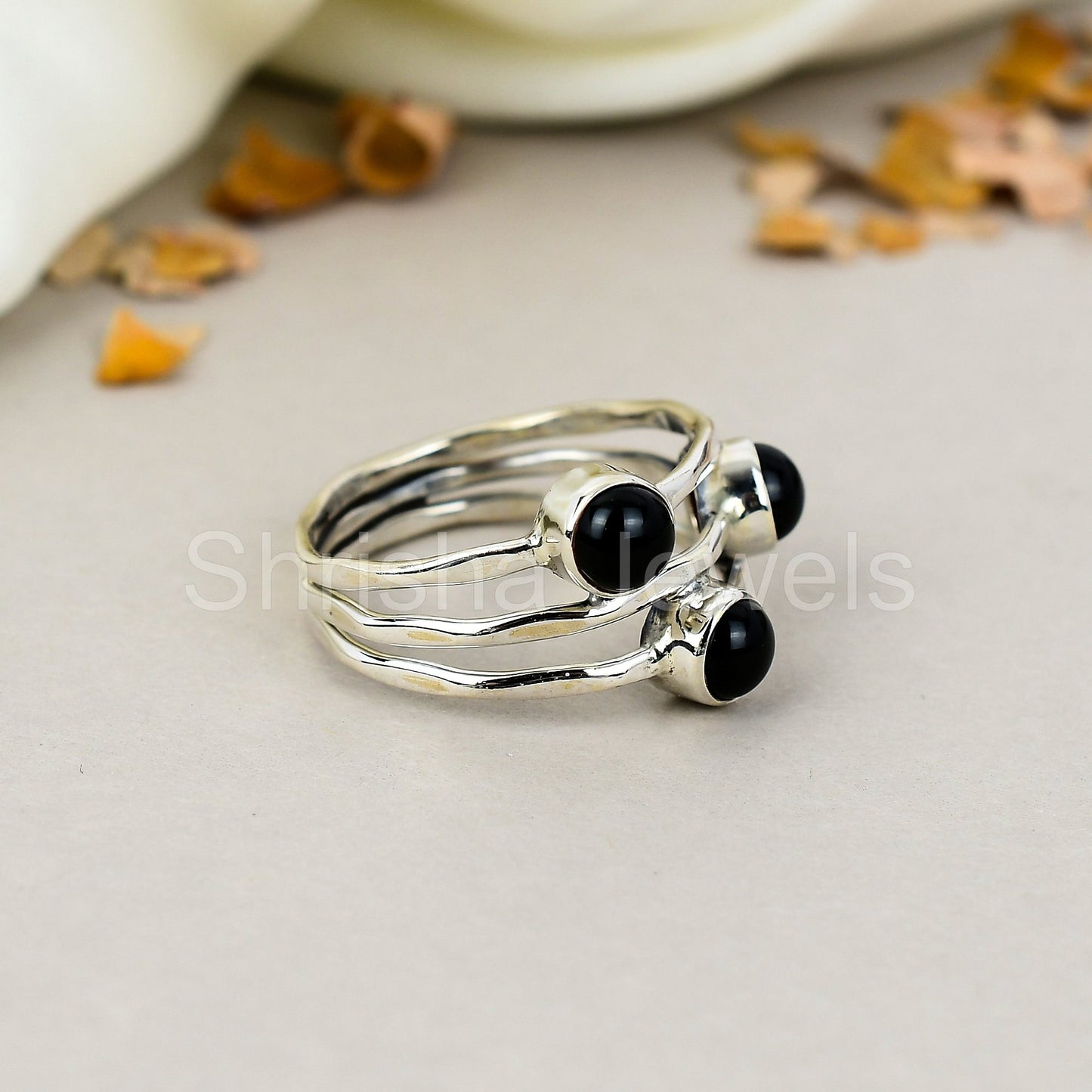 Black Onyx Gemstone 925 Sterling Silver Handmade Boho Jewelry Ring For Women