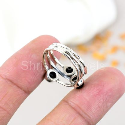 Black Onyx Gemstone 925 Sterling Silver Handmade Boho Jewelry Ring For Women
