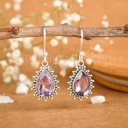 Amethyst 925 Sterling Silver Earrings - Shrisha Jewels - SJER-10011