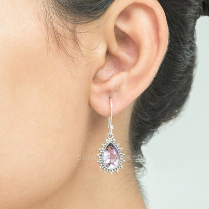 Amethyst 925 Sterling Silver Earrings - Shrisha Jewels - SJER-10011