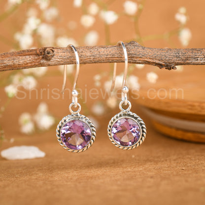 Amethyst 925 Sterling Silver Earrings - Shrisha Jewels - SJER-10013