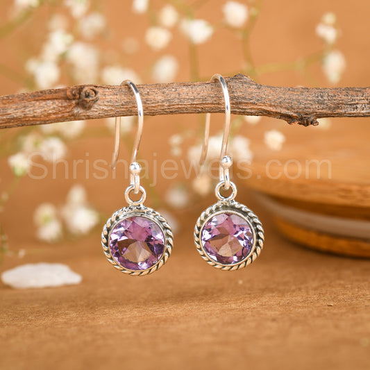 Amethyst 925 Sterling Silver Earrings - Shrisha Jewels - SJER-10013