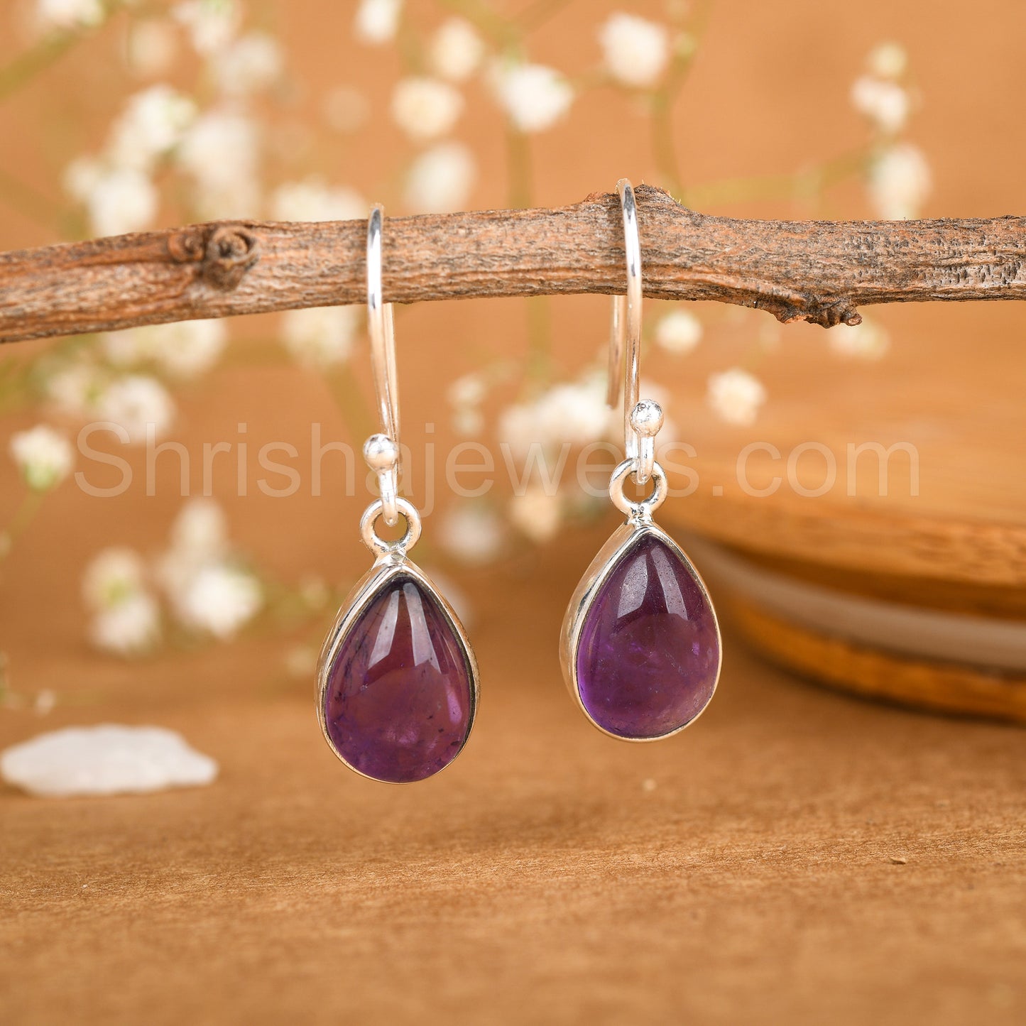 Amethyst 925 Sterling Silver Earrings - Shrisha Jewels - SJER-10014