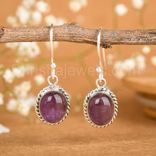 Amethyst 925 Sterling Silver Earrings - Shrisha Jewels - SJER-10015