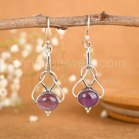 Amethyst 925 Sterling Silver Earrings - Shrisha Jewels - SJER-10018