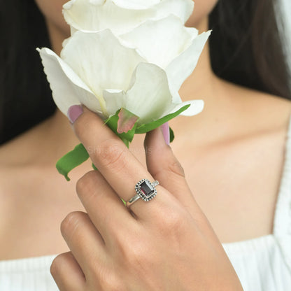 925 SILVER GARNET RING USA