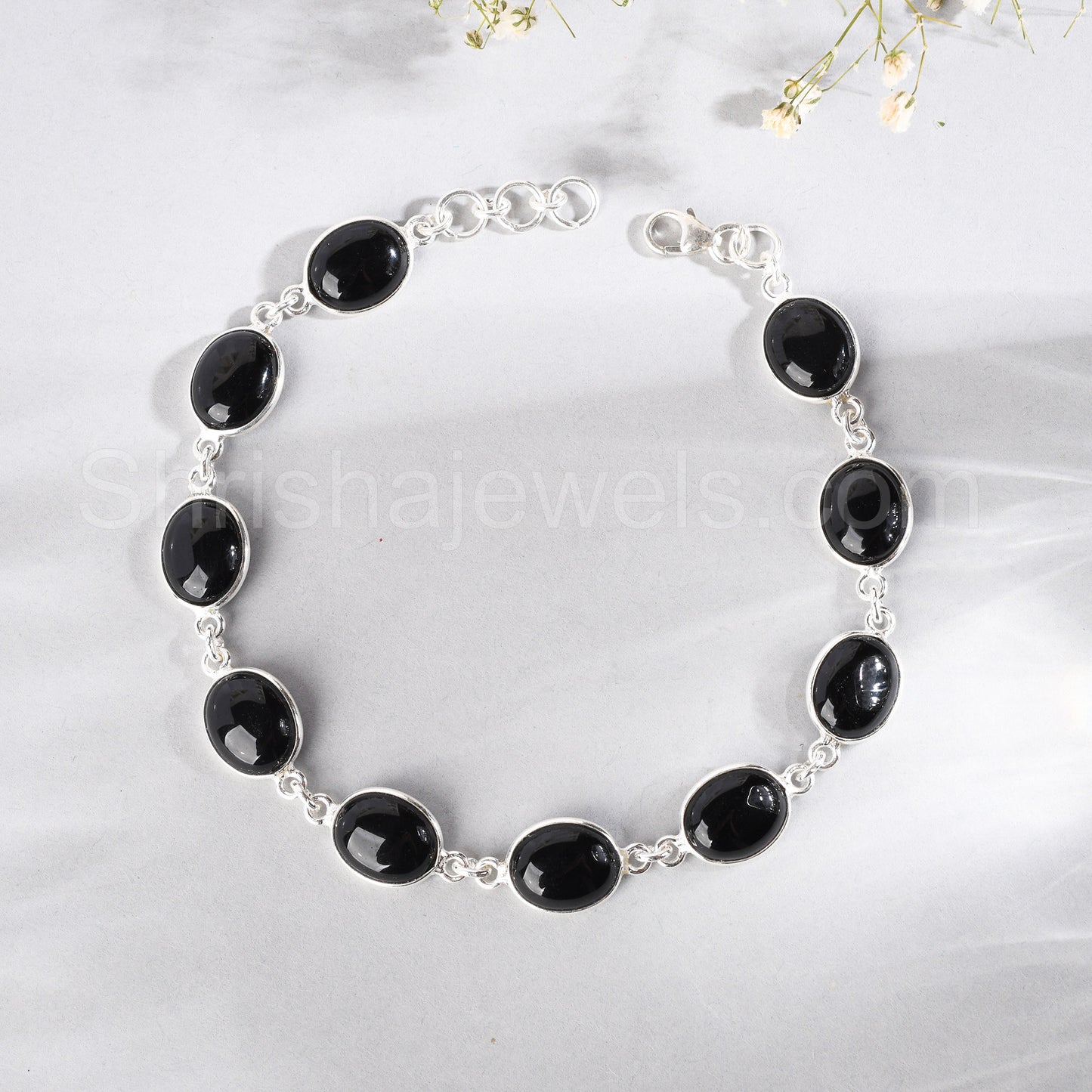 Black Onyx 925 Sterling Silver Bracelet - Shrisha Jewels - SJBR-10066