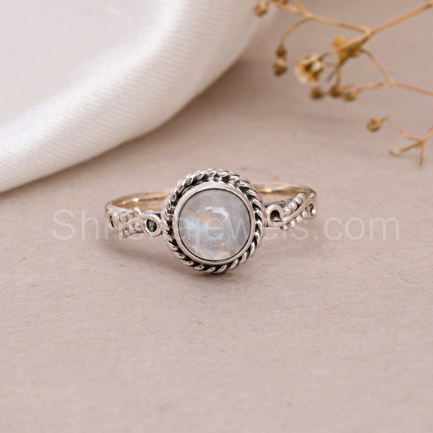 Rainbow Moonstone 925 Sterling Silver Ring - Shrisha Jewels - SJRG-10012