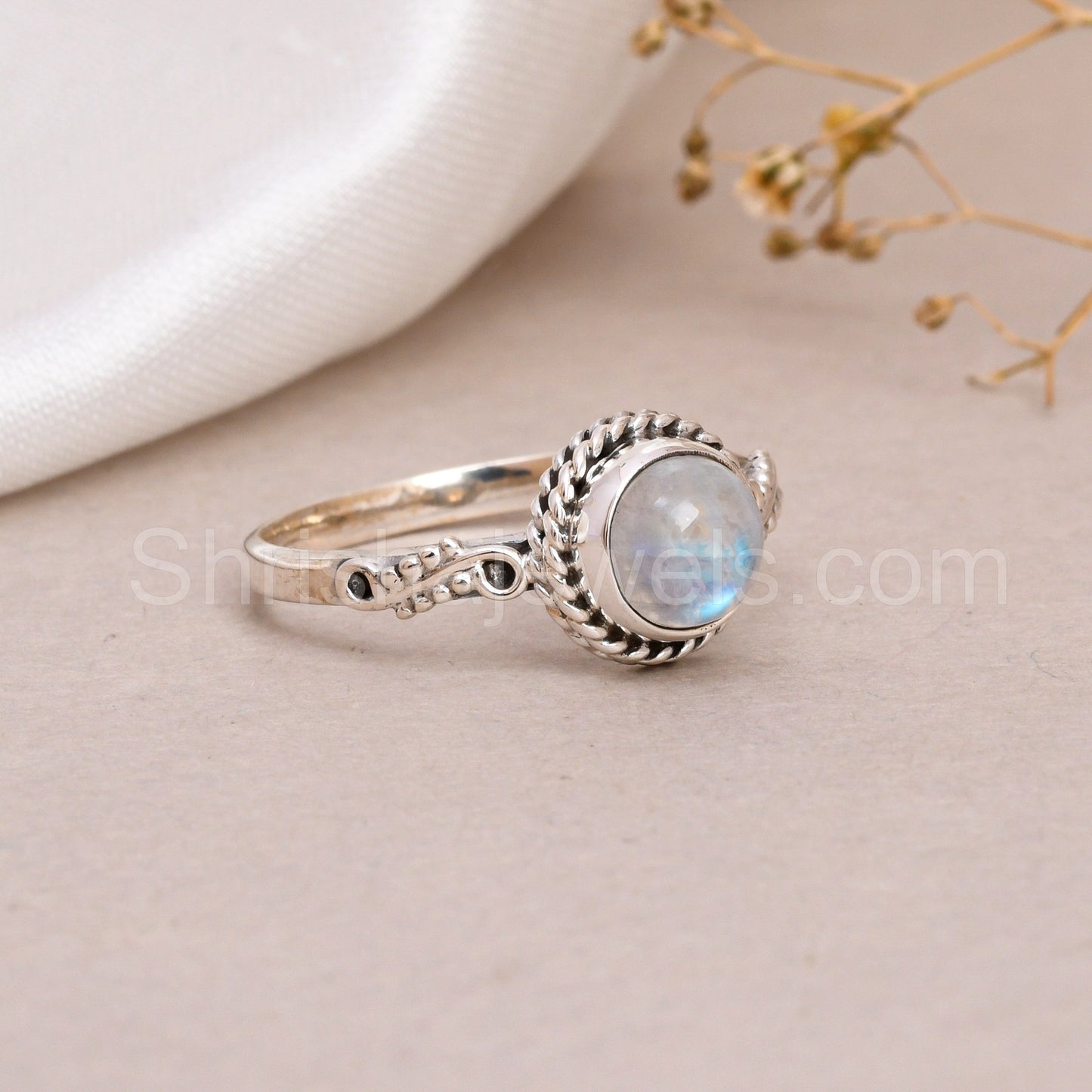 Rainbow Moonstone 925 Sterling Silver Ring - Shrisha Jewels - SJRG-10012