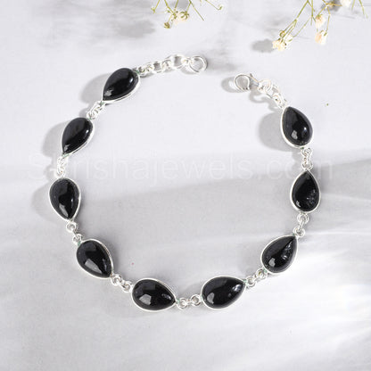 Black Onyx 925 Sterling Silver Bracelet - Shrisha Jewels - SJBR-10065