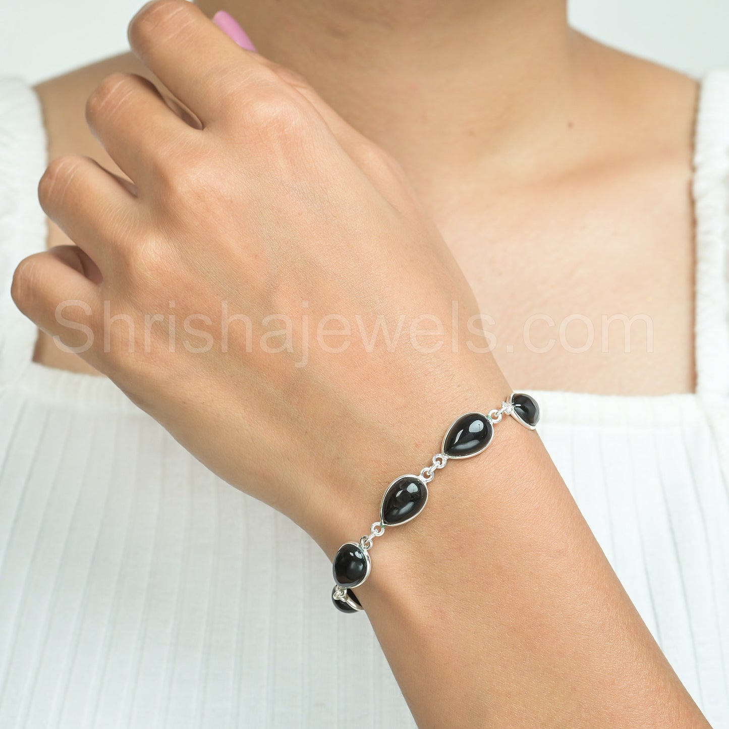 Black Onyx 925 Sterling Silver Bracelet - Shrisha Jewels - SJBR-10065