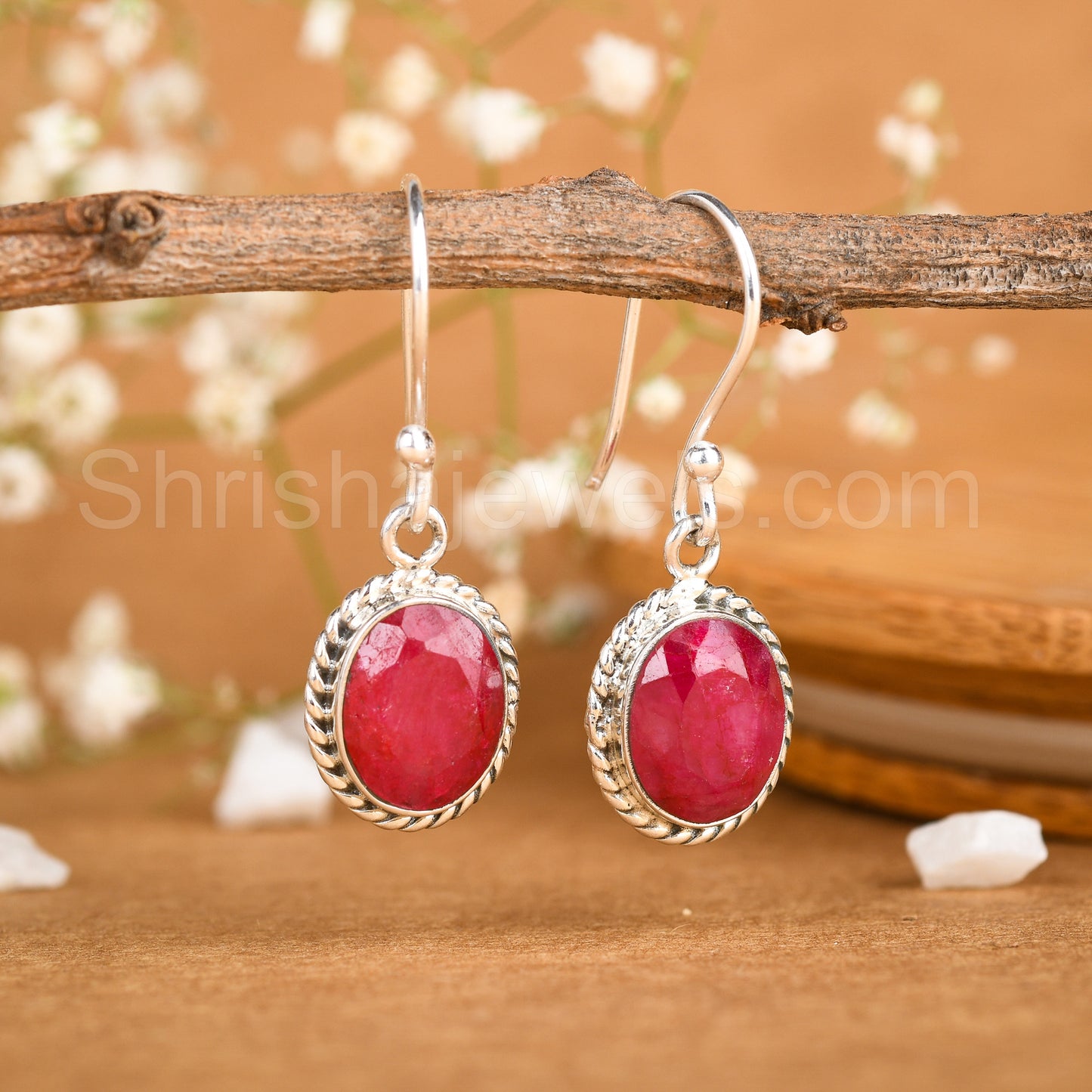 Ruby 925 Sterling Silver Earrings - Shrisha Jewels - SJER-10037