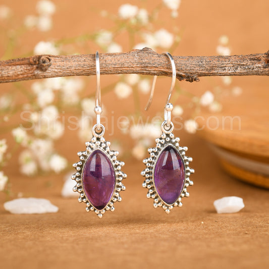 Amethyst 925 Sterling Silver Earrings - Shrisha Jewels - SJER-10045