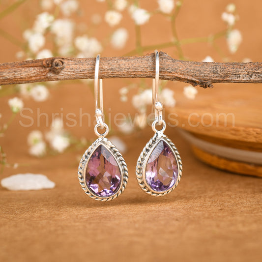 Amethyst 925 Sterling Silver Earrings - Shrisha Jewels - SJER-10012