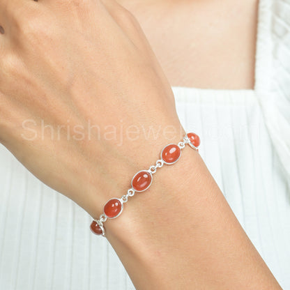 Carnelian 925 Sterling Silver Bracelet - Shrisha Jewels - SJBR-10064