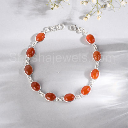 Carnelian 925 Sterling Silver Bracelet - Shrisha Jewels - SJBR-10064