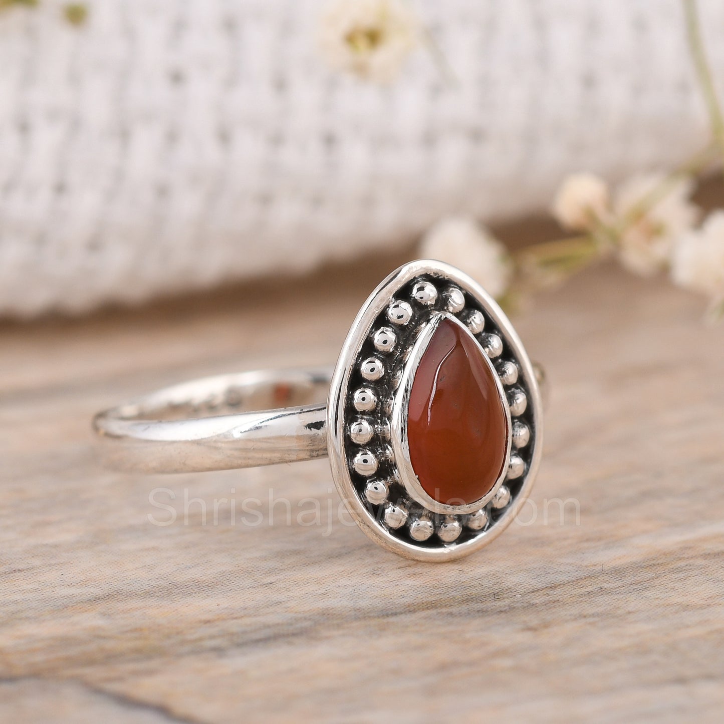 Carnelian 925 Sterling Silver Ring - Shrisha Jewels - SJRG-10016