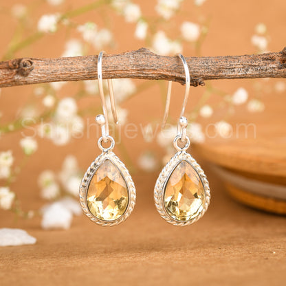 Citrine 925 Sterling Silver Earrings - Shrisha Jewels - SJER-10046